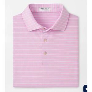 Peter Millar Men's Crown Polo Shirt Summer Comfort Large Pink Somerset Golf club